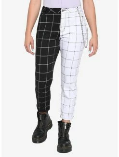 Top 10 ✔️ HT Denim Black & White Plaid Split Pants With Detachable Chain 🎁