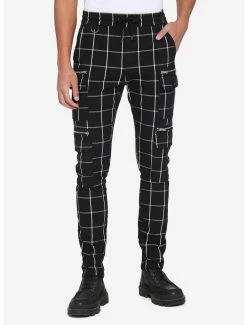 Flash Sale 🥰 Black & White Grid Cargo Jogger Pants 🌟