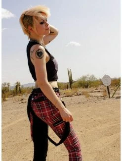 Buy 🎉 Red Plaid Split Leg Suspender Stinger 👖 Jeans 🎁 -HT Style Outlet Store 15097186 av2