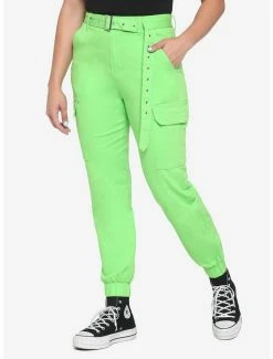 Top 10 ❤️ Neon Green Grommet Belt Cargo Jogger Pants 🛒