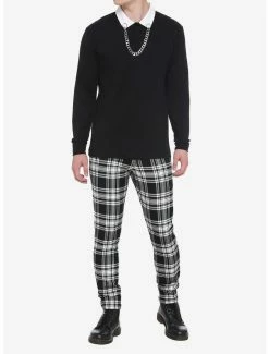 Cheapest 🛒 Black Chain White Collar Long-Sleeve 👕 Shirt 🌟 6 Cheapest 🛒 Black Chain White Collar Long-Sleeve 👕 Shirt 🌟 -HT Style Outlet Store 15155484 av1