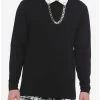 Cheapest 🛒 Black Chain White Collar Long-Sleeve 👕 Shirt 🌟 -HT Style Outlet Store 15155484 hi
