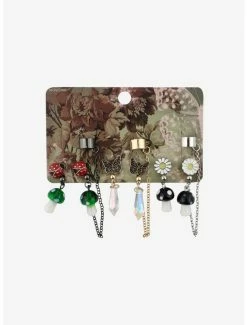 Discount 🎁 Mushroom Butterfly Crystal Cuff Earring Set ⭐ -HT Style Outlet Store 15170894 av1