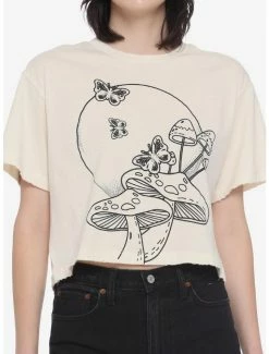 Best deal 👍 Mushroom Butterfly 👧 Girls Crop T-Shirt ✨