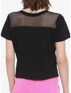 Cheapest 🧨 Geometric Rose Mesh Panel 👧 Girls Crop T-Shirt 🛒 -HT Style Outlet Store 15171677 av2