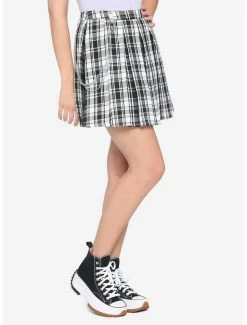 Best Pirce ⌛ Black & White Plaid O-Ring Chain 👗 Skirt 😉