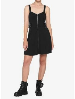 Budget 🛒 Black Zip Front Strap 👗 Dress 😍 -HT Style Outlet Store 15171954 av1