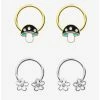 Best Pirce 💯 Steel Mushroom & Flower Captive Hoop & Circular Barbell 4 Pack 😀 -HT Style Outlet Store 15254131 hi