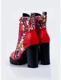 Wholesale 😀 Azalea Wang Kapow! Chunky Heel Bootie Red 🛒 -HT Style Outlet Store 15411442 av2