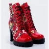 Wholesale 😀 Azalea Wang Kapow! Chunky Heel Bootie Red 🛒 -HT Style Outlet Store 15411442 hi