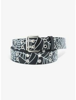 Deals 🥰 Spiderweb Faux Leather Grommet Belt 🎉