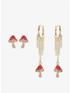 New ❤️ Mushroom Drop Hoops Earring Set 👍