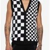 New 😀 Split Black & White Checkered Knit Vest 🔔 -HT Style Outlet Store 15497513 hi