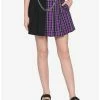 Outlet 😀 Black & Purple Split Plaid 👗 Skirt 🔔 -HT Style Outlet Store 15498478 hi