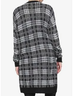 Coupon 🎉 Black & White Plaid Lightweight 👧 Girls Oversized Cardigan 😀 -HT Style Outlet Store 15501288 av2