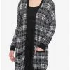 Coupon 🎉 Black & White Plaid Lightweight 👧 Girls Oversized Cardigan 😀 -HT Style Outlet Store 15501288 hi