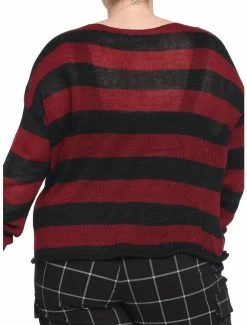 Outlet 🔥 Red & Black Stripe 👧 Girls Crop Sweater Plus Size 😍 -HT Style Outlet Store 15501326 av2