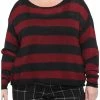 Outlet 🔥 Red & Black Stripe 👧 Girls Crop Sweater Plus Size 😍 -HT Style Outlet Store 15501326 hi