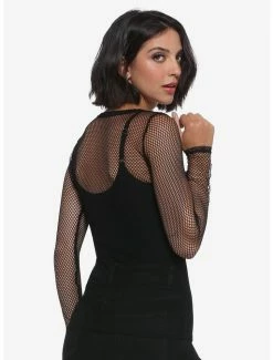 Best Pirce 💯 Black Fishnet Mesh 👧 Girls Long-Sleeve Top 🎁 -HT Style Outlet Store 15503887 av2