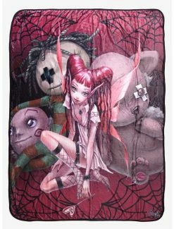 Discount 👍 Fairies By Trick Pink Doll Fairy Throw Blanket 🔔