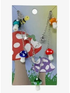 Deals ⭐ Moon Stars & Mushrooms Multicolor Necklace Set 🧨