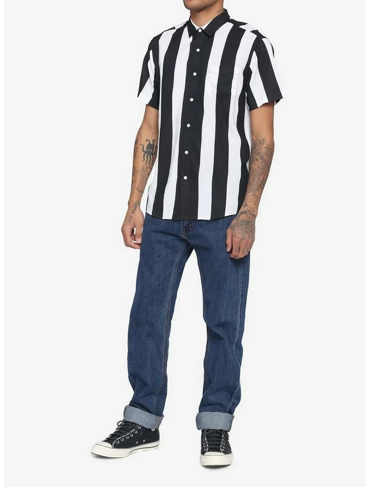 Wholesale โ๏ธ Black & White Vertical Stripe Woven Button-Up ๐ฅฐ 4 Wholesale โ๏ธ Black & White Vertical Stripe Woven Button-Up ๐ฅฐ - Image 2