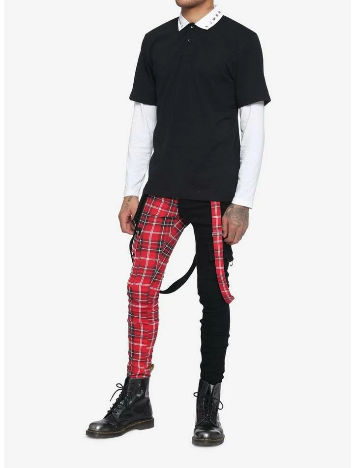 Brand new 👏 Black & White Studded Collar Twofer Long-Sleeve 👕 Shirt 🤩 4 Brand new 👏 Black & White Studded Collar Twofer Long-Sleeve 👕 Shirt 🤩 - Image 2