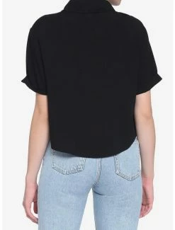 Best Pirce 😉 Black Boxy Heart Buttons 👧 Girls Crop Button-Up 🎉 -HT Style Outlet Store 15849531 av2