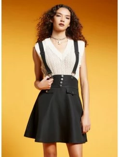 Best Pirce 🤩 Black High-Waisted Suspender 👗 Skirt ⭐