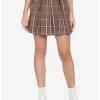 Cheapest ⌛ Brown Plaid Pleated 👗 Skirt ⌛