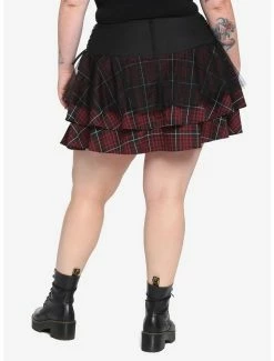 Deals 🛒 Maroon Plaid Yoke 👗 Skirt Plus Size 👍 -HT Style Outlet Store 15870947 av1