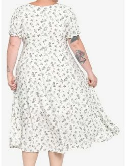 Best Sale 😉 Ivory Floral Mushroom Empire Midi 👗 Dress Plus Size 🎉 -HT Style Outlet Store 15884239 av2