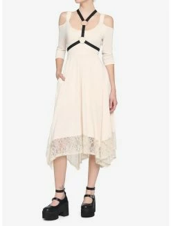 Best Sale 🧨 Ivory O-Ring Harness Cold Shoulder 👗 Dress 🌟 -HT Style Outlet Store 15884341 av2