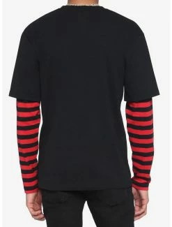 Top 10 😀 Red & Black Stripe Long-Sleeve Twofer T-Shirt ⭐ -HT Style Outlet Store 15907376 av2