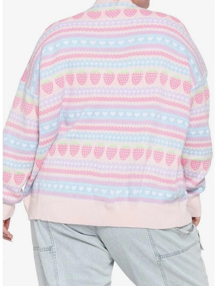 Deals ๐งจ Pastel Strawberry Fair Isle Oversized ๐ง Girls Cardigan Plus Size โจ 5 Deals ๐งจ Pastel Strawberry Fair Isle Oversized ๐ง Girls Cardigan Plus Size โจ - Image 3