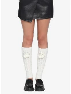 Top 10 ❤️ Cream Pom Knit Leg Warmers 💯