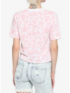 Discount 😍 Pink Embroidered Cow 👧 Girls Crop T-Shirt 😍 -HT Style Outlet Store 15946217 av2