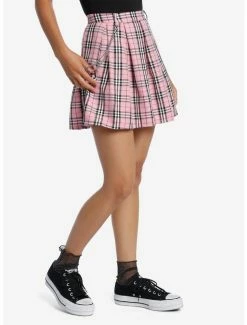 Budget ❤️ Pink Plaid Pleated Chain 👗 Skirt 🥰
