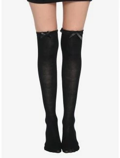 Wholesale ✔️ Black Lace Cuff & Bow Over-The-Knee 🧦 Socks 💯
