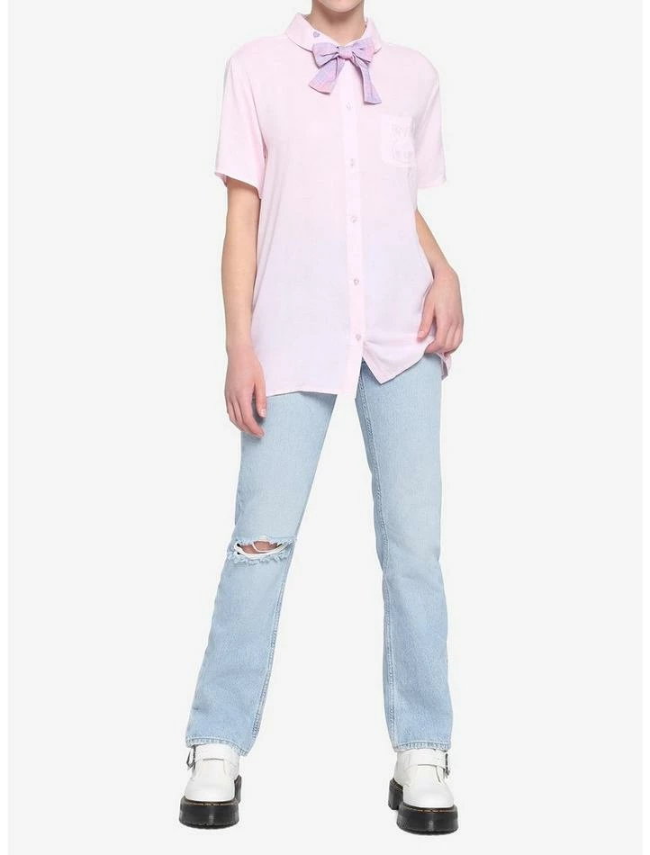 Buy ๐ Kawaii Pastel Bunny Bow ๐ง Girls Woven Button-Up ๐ 4 Buy ๐ Kawaii Pastel Bunny Bow ๐ง Girls Woven Button-Up ๐ - Image 2