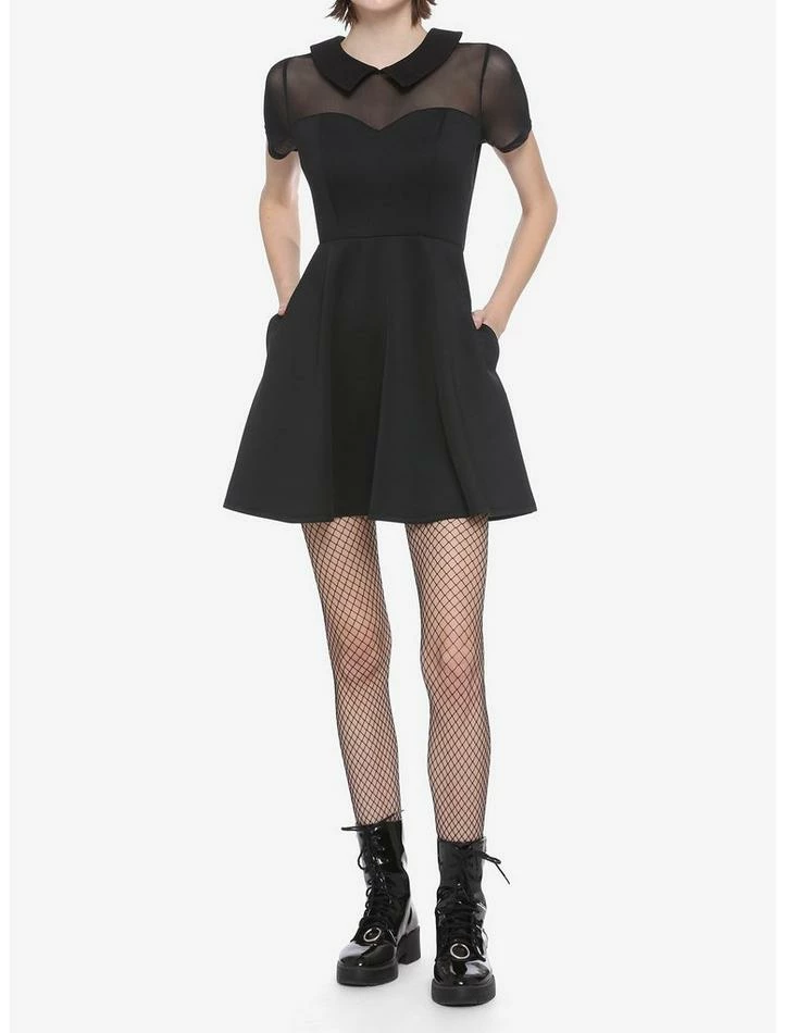 Promo 👍 Collared Mesh Panel Skater 👗 Dress 😍 4 Promo 👍 Collared Mesh Panel Skater 👗 Dress 😍 - Image 2