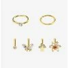Best Pirce 🌟 Steel Gold Mushroom & Flower Nose Stud & Hoop 6 Pack ✨