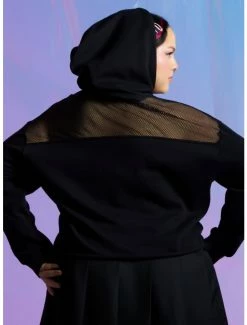 Discount 🔥 Dead 2 Me Pastel Mesh Panel 👧 Girls Crop Hoodie Plus Size 🎉 -HT Style Outlet Store 16109934 av2