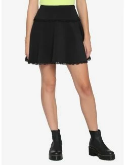 Outlet 🔥 Black Wide Yoke Lace Trim 👗 Skirt 💯
