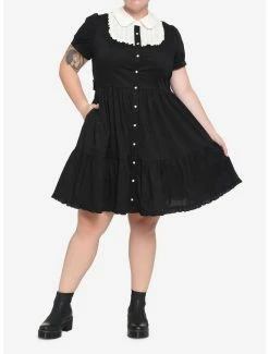 Cheapest 💯 Black & White Peter Pan Collar 👗 Dress Plus Size 🧨 -HT Style Outlet Store 16113268 av1