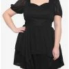 Best Sale ⭐ Black Sweetheart Lace-Up Back 👗 Dress Plus Size ✔️