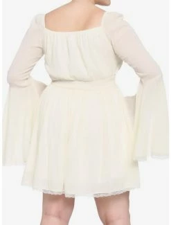 Cheap ✨ Cream Bell Sleeve Smocked 👗 Dress Plus Size ⭐ -HT Style Outlet Store 16113414 av2