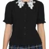 Cheap 🌟 Black & White Lace Collar 👧 Girls Woven Button-Up 👏 -HT Style Outlet Store 16185298 hi