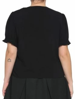 Buy ⌛ Black & White Lace Collar 👧 Girls Woven Button-Up Plus Size ✔️ -HT Style Outlet Store 16185306 av2