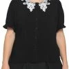 Buy ⌛ Black & White Lace Collar 👧 Girls Woven Button-Up Plus Size ✔️ 2 Buy ⌛ Black & White Lace Collar 👧 Girls Woven Button-Up Plus Size ✔️ -HT Style Outlet Store 16185306 hi
